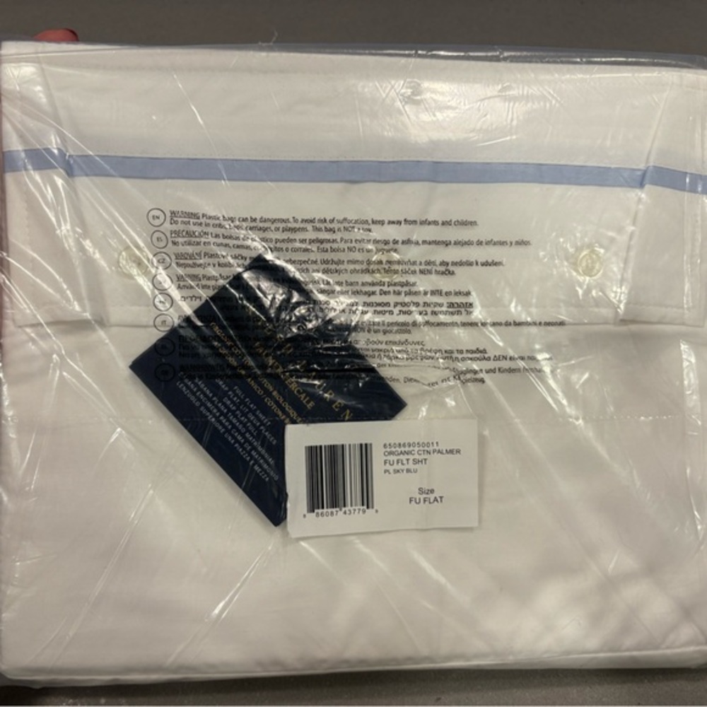 Ralph Lauren Organic Full Flat White Cotton Sheet